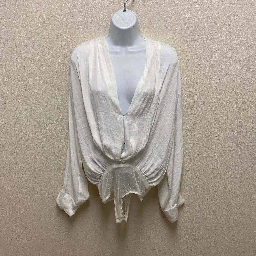 Free People Plunge V Neck Bodysuit Small